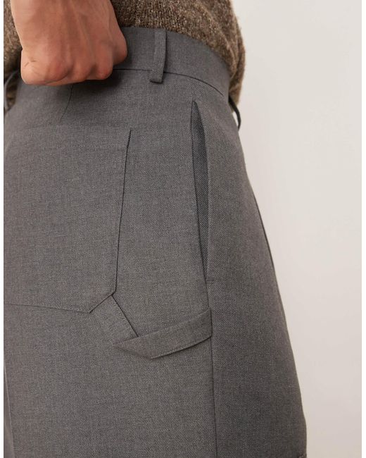 Pantalon habillé coupe ample style charpentier en tissu texturé ASOS pour homme en coloris Natural