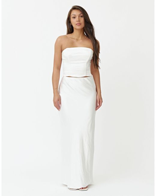 4th & Reckless White Satin Bandeau Top Co-ord