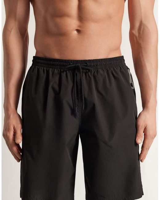 Intimissimi Black Long Solid-Colour Swim Trunks for men