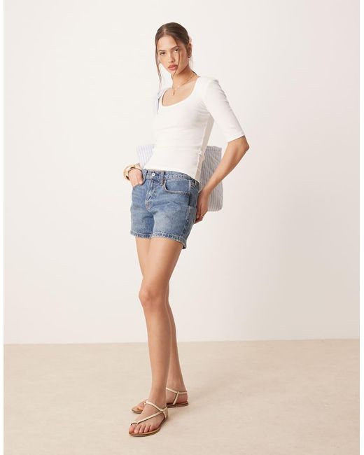 Top A Coste Con Scollo Rotondo di Aware in Blue
