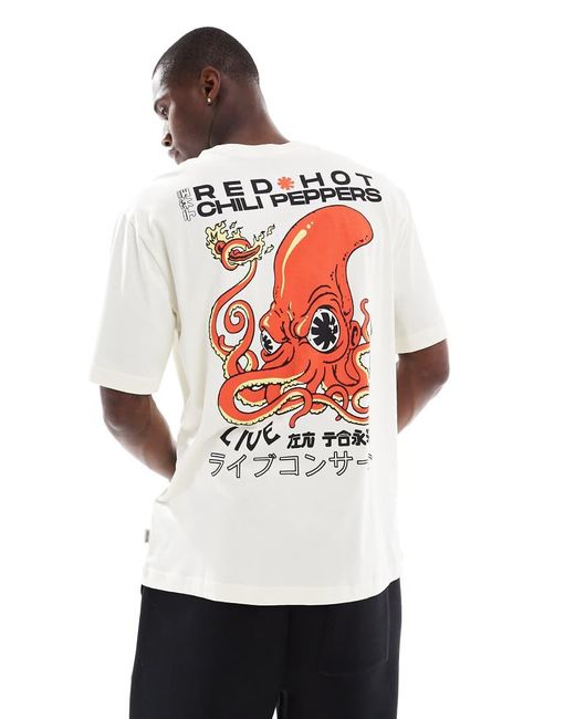 Camiseta Color Crudo Extragrande Con Estampado De Hot Chilli Peppers De -Blanco Only & Sons de hombre de color White