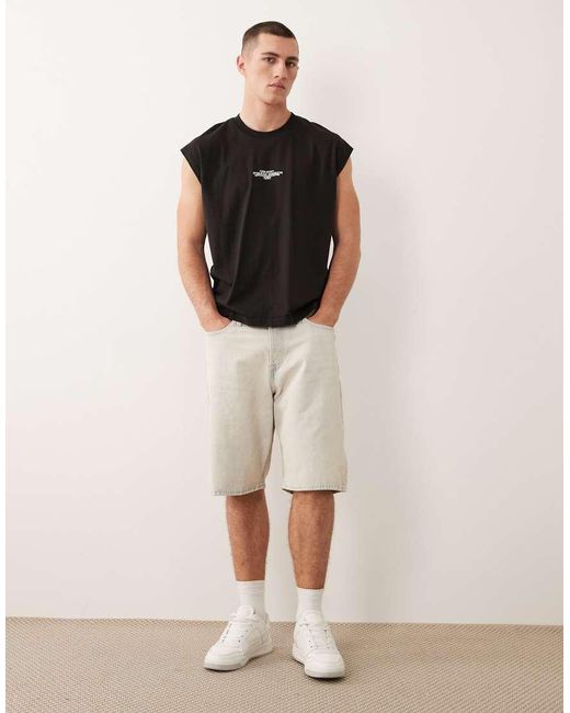 Jack & Jones Black Front Print Tank Top for men