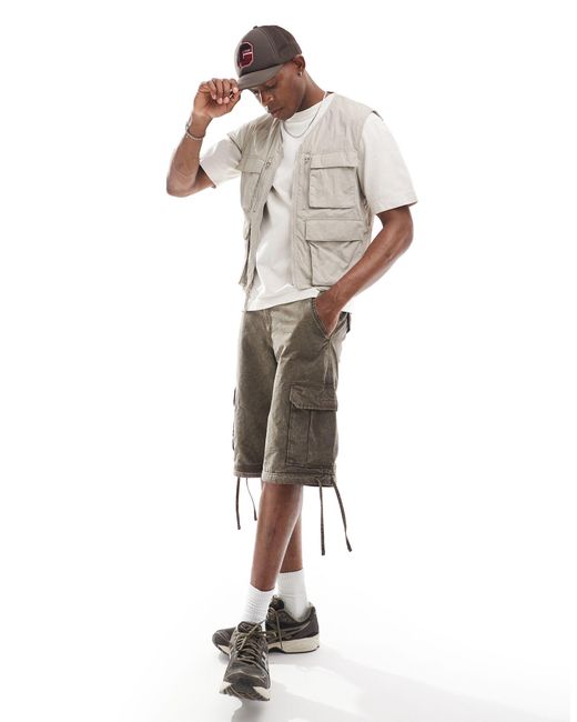 Hollister Gray Mesh Lined Nylon Festival Utility Vest for men