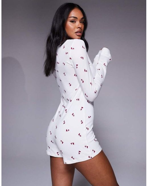 Boux Avenue White Heart Print Super Soft Romper