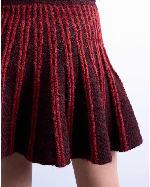 TOPSHOP Blue Knit Ribbed Mini Skirt