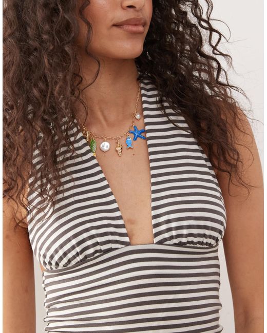 Weekday White Deep Halter Neck Top