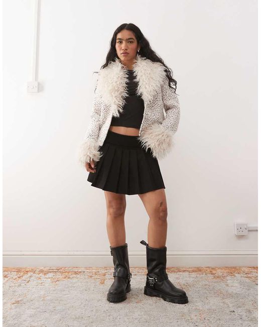 Monki Pink Faux Fur Wool Mix Jacket