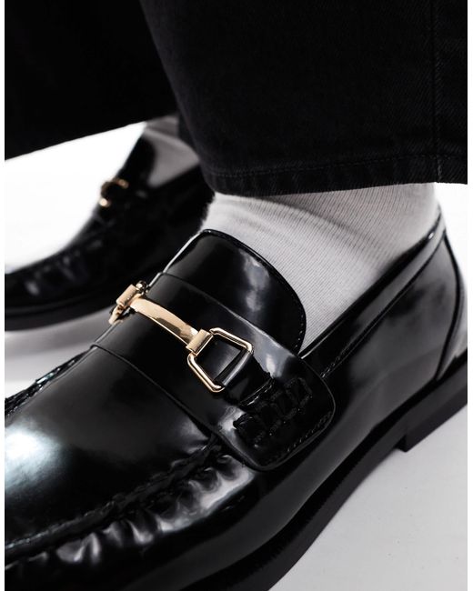 Pull&Bear – flache loafer in Black für Herren