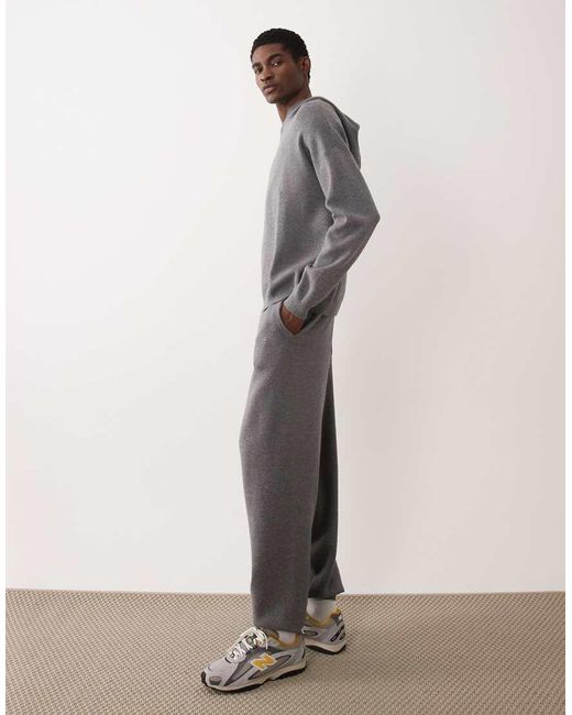 ASOS Gray Oversized Knitted Cuffed Joggers for men