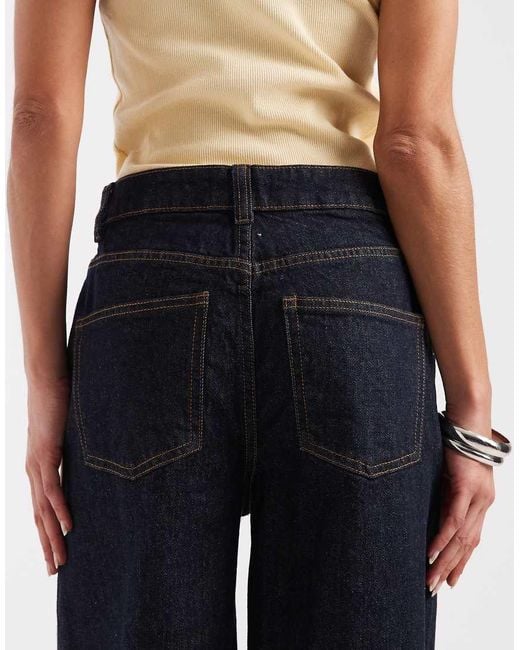ASOS Blue High Waist Straight Wide Leg Jeans
