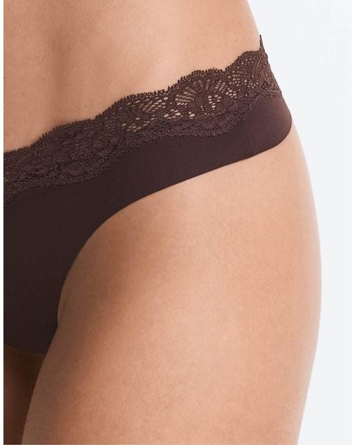 Oysho Pink 3 Laser-Cut Polyamide Blend Lace Thongs