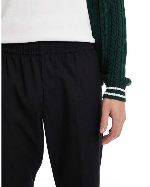 Jack & Jones Black Drawstring Smart Tapered Loose Trousers for men