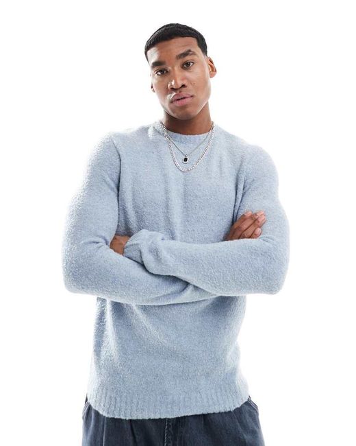 New Look Blue Boucle Jumper for men