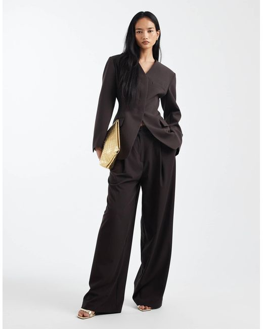 ASOS Black High Break Point Collarless Blazer