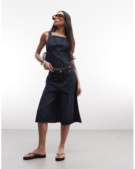 Collusion Blue Denim Tie Side Top Co-Ord