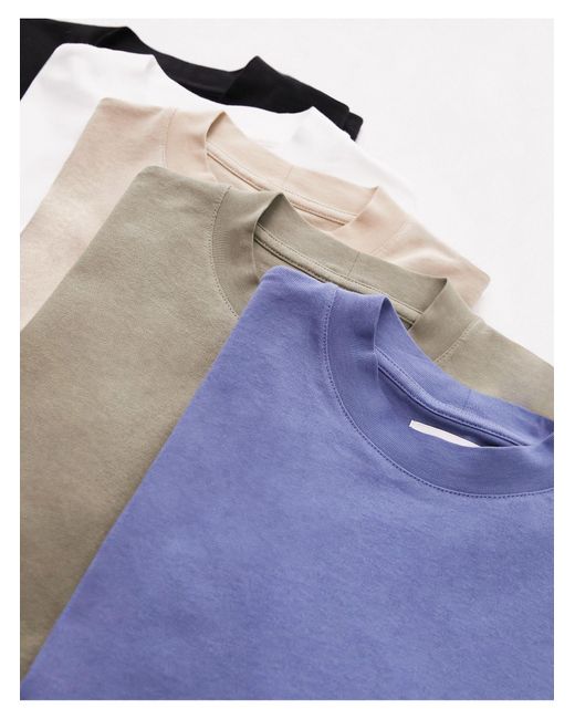 Topman Blue 5 Pack Oversized Fit T-shirt for men