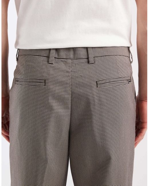 Jack & Jones Gray Toby Wide Leg Chino Houndstooth Trouser for men