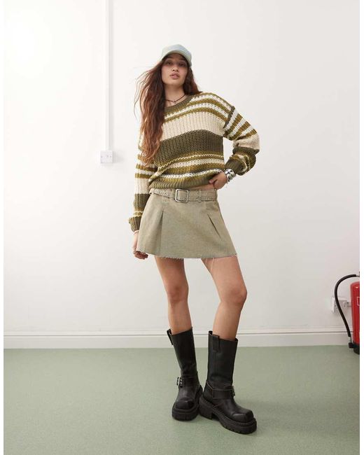 Noisy May Brown Chunky Open Knit Jumper
