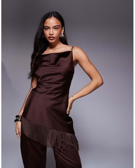 ASOS Purple Asos X The Sourced Collection Strappy Top With Fringing
