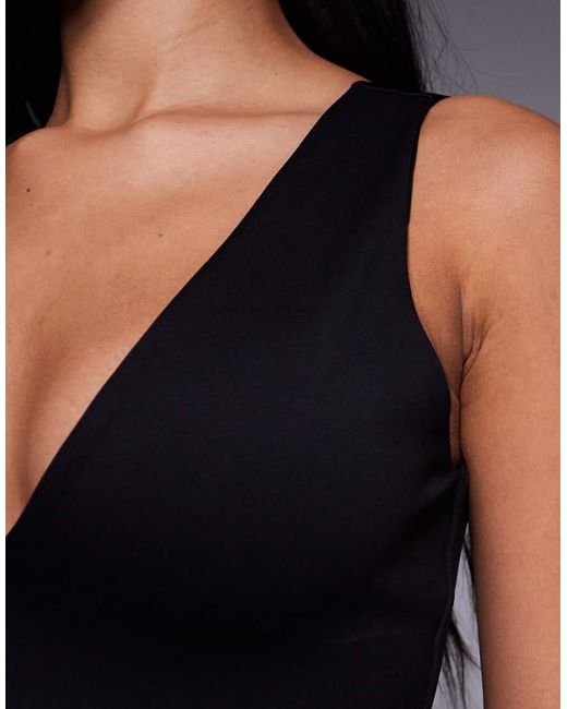 GOOD AMERICAN Blue Sculpting V Neck Bodysuit