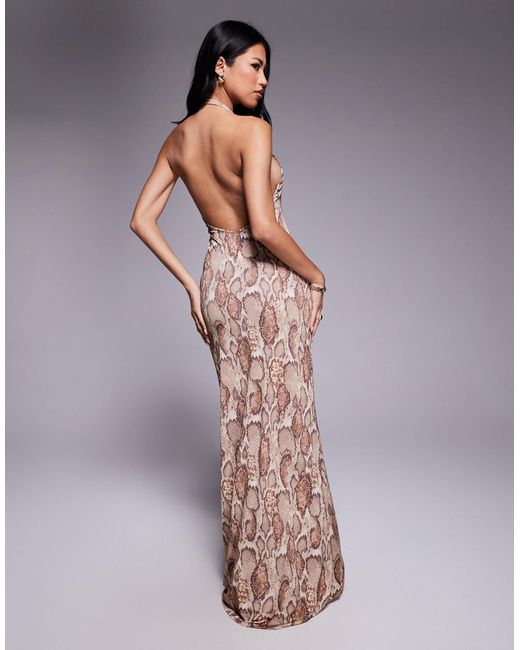 AFRM Multicolor Drape Back Mesh Maxi Dress