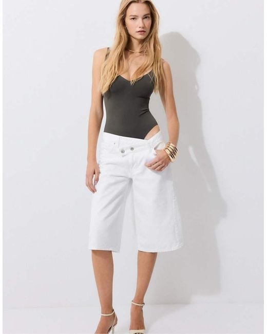 Stradivarius White Compressor Bodysuit