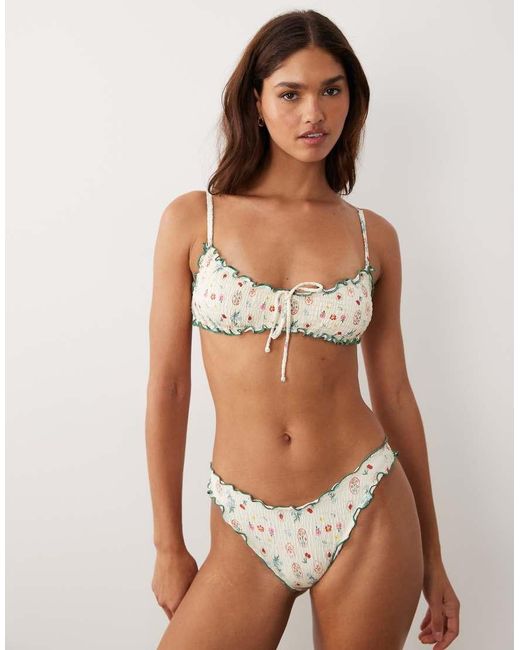 Dippin' Daisy's Brown Dippin Daisys Printemps Ruched Tie Front Bikini Top