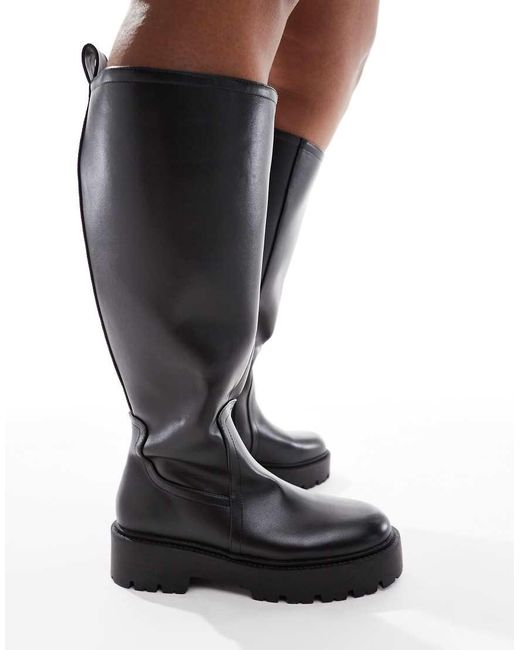 ASOS Black Curve Carmen Chunky Flat Knee Boots
