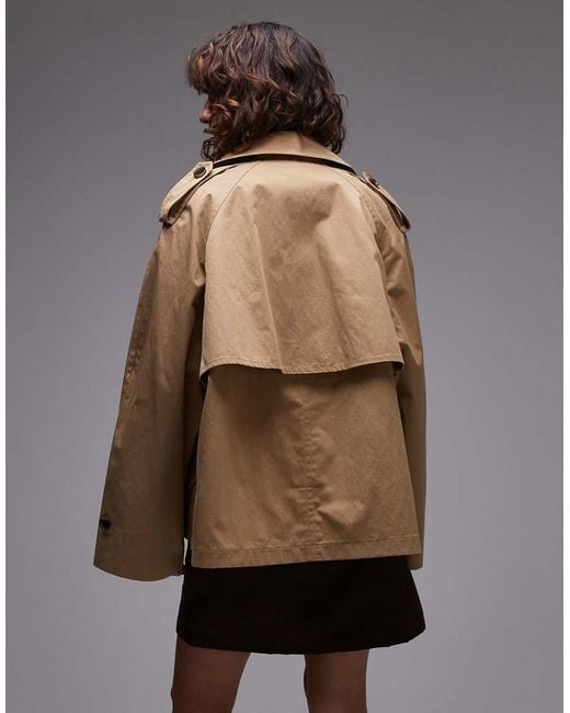 ARKET Brown Cropped Utility Trench Coat With Storm Flap