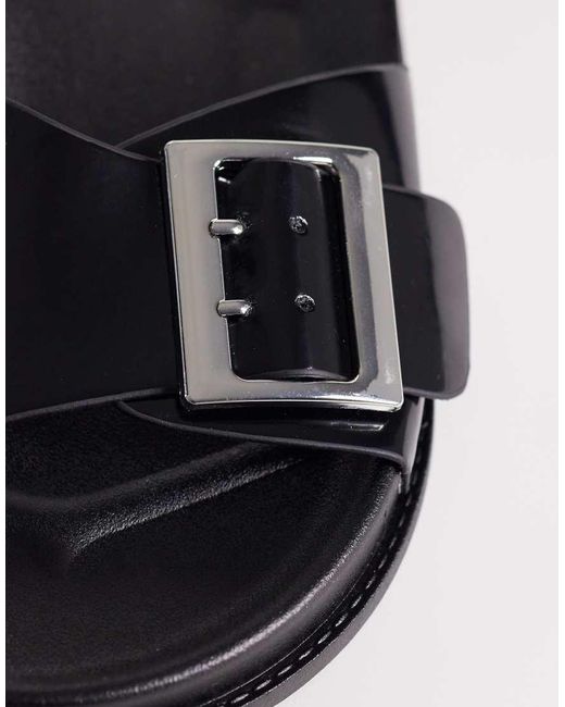 ASOS Black Farley Wide Strap Flat Sandals