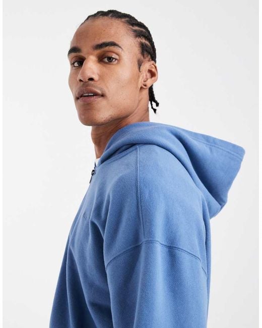Hollister Blue Chest Logo French Terry Zip Through Hoodie Co-ord for men