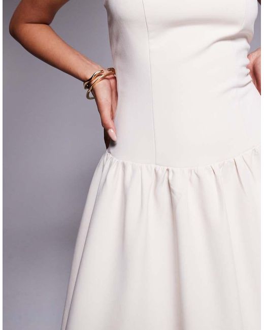 Kaiia Gray Exclusive Structured Bandeau Drop Waist Gathered Skirt Maxi Dress