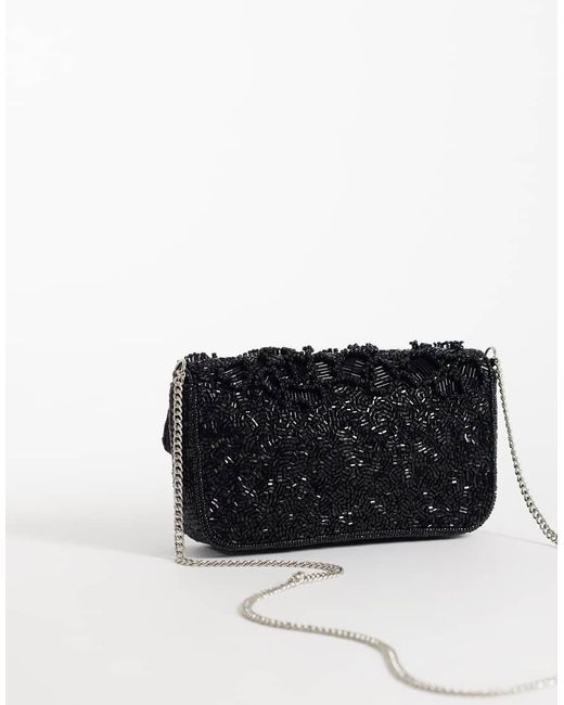 ASOS White Embellished Flap Over Crossbody
