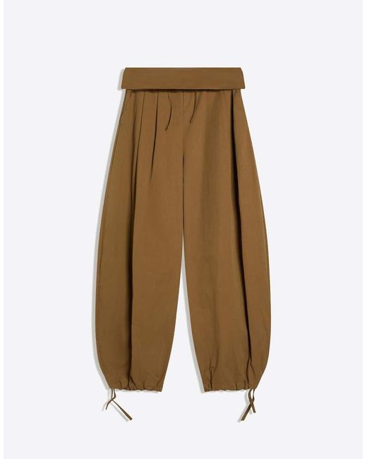 Bershka Natural Sarouel Trousers With Turn-up Waist