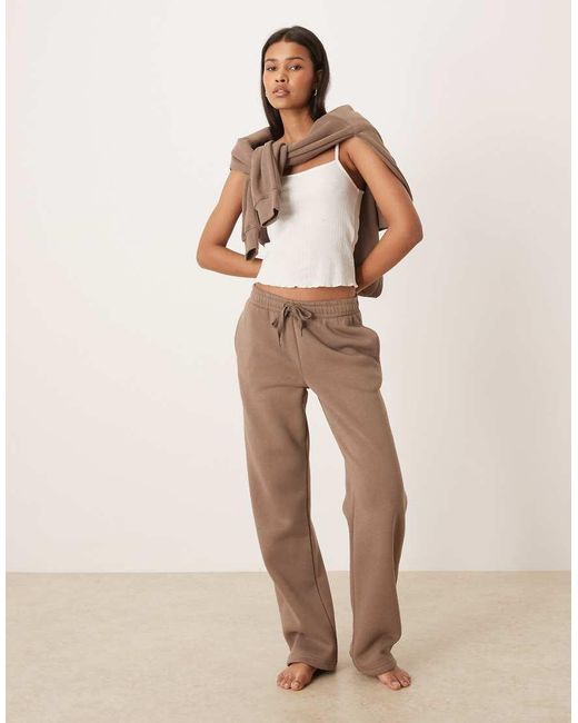 Gina Tricot Natural Loose Fit Straight Leg Sweatpants