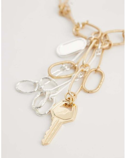 Mango White Key Charm Chain Necklace