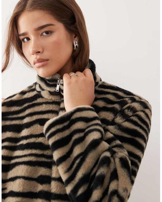 Noisy May Black Funnel Neck Faux Fur Jacket