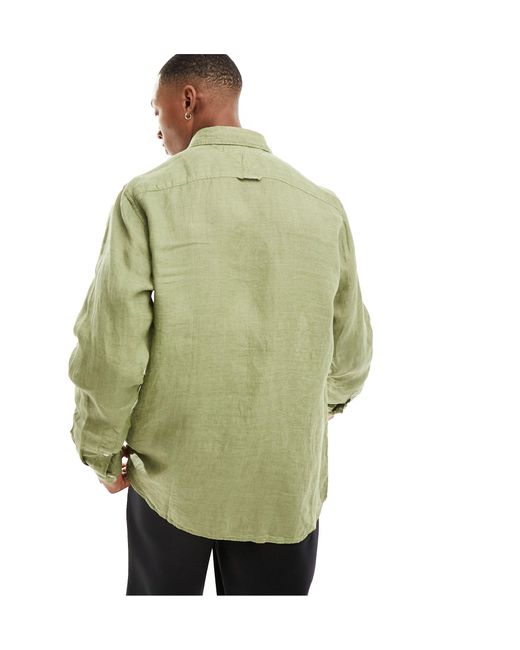Tommy Hilfiger Green Pigment Dyed Solid Regular Fit Shirt for men