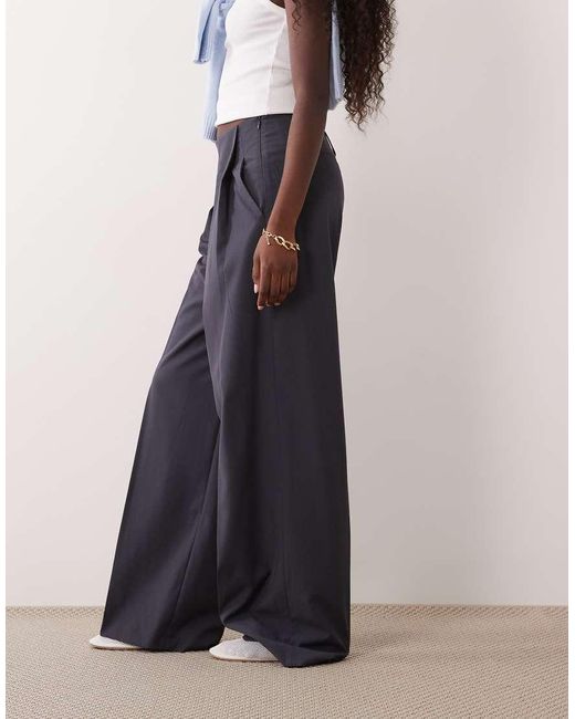 Mango Blue Pleat Front Tailored Trouser