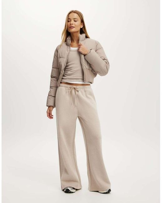 Cotton On Natural Plush Tie Waist Wide Leg Sweatpant