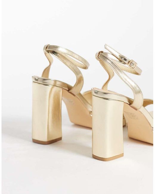 SEQWL Wide Fit White Platform Block Heeled Sandal