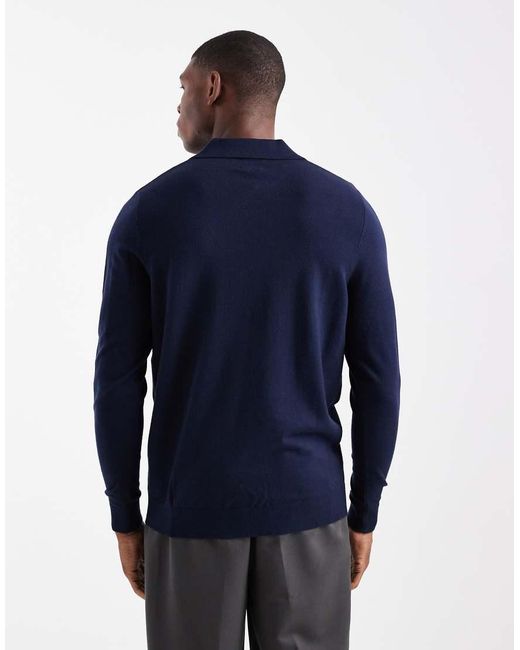 Jersey Con Muesca En El Cuello De Punto De ASOS de hombre de color Blue