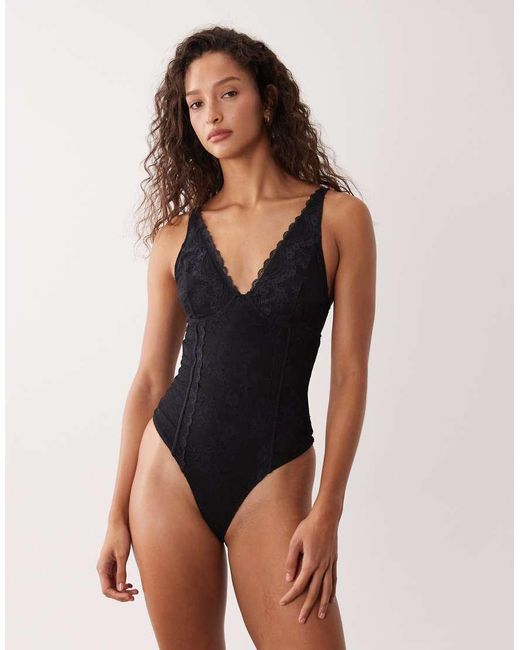 Free People Black Intimately Fp Say You Love Me Bodysuit