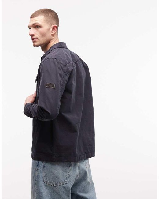 Barbour Blue Arlo Button Through Logo Overshirt for men