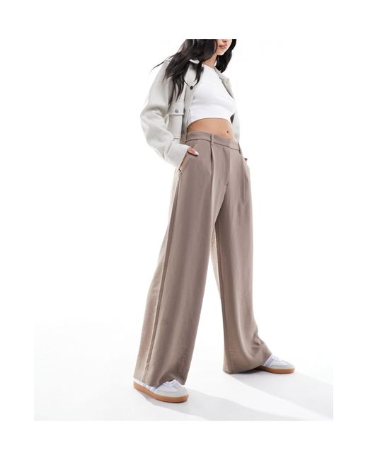 Sloane - pantalon ajusté à taille haute - taupe Abercrombie & Fitch en coloris White