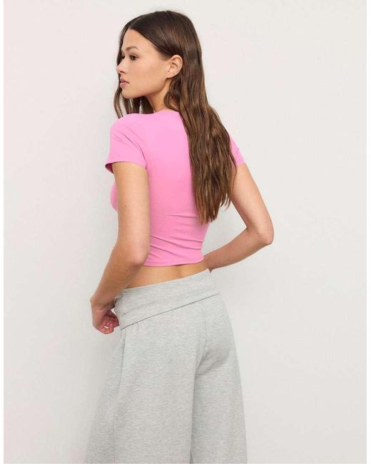 Stradivarius Pink Basic Polyamide T-shirt