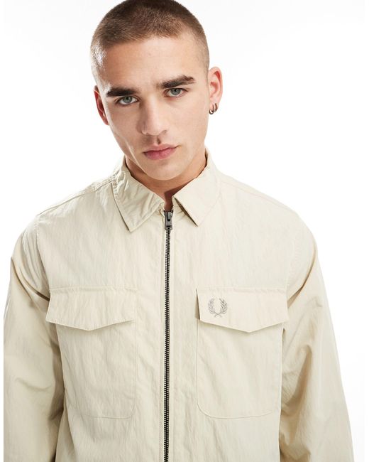 Fred Perry White Pocket Overshirt for men