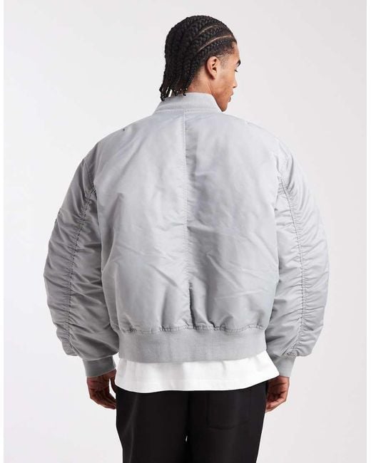 ASOS Gray Oversized Bomber Jacket for men