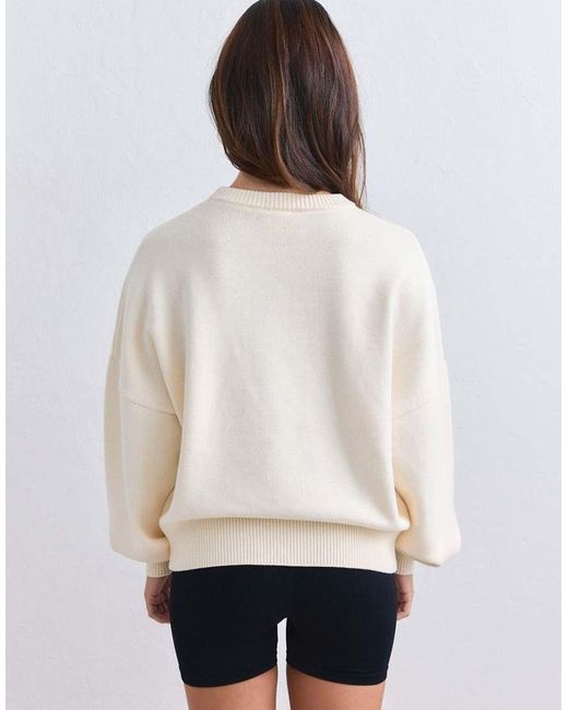 Aim'n White Cream Athletic Knit Sweatshirt