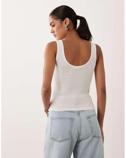 Abercrombie & Fitch Blue Embroidered Logo Scoop Neck Tank Top